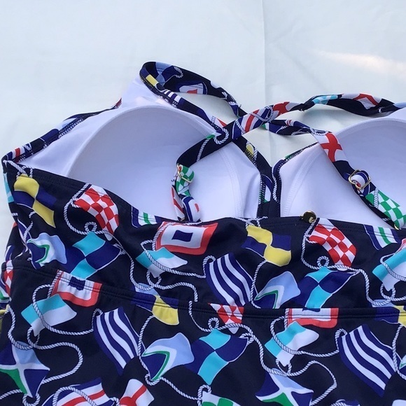 Crown & Ivy multicolored  sea rope swimwear. Cross back. Sailor‎ / style size 3x - Picture 7 of 12